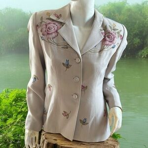 ❄️ 50% off winter Zelda vintage rose floral classic button front blazer jacket 6